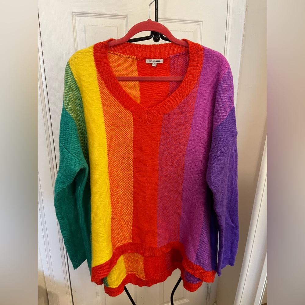 Super soft rainbow sweater by Fashion Nova